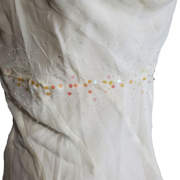 Y2k Fairycore Top Silk Emma James Cowl Neck Sequin Sheer Top w/ Tank - Size 14 - Picture 5 of 8